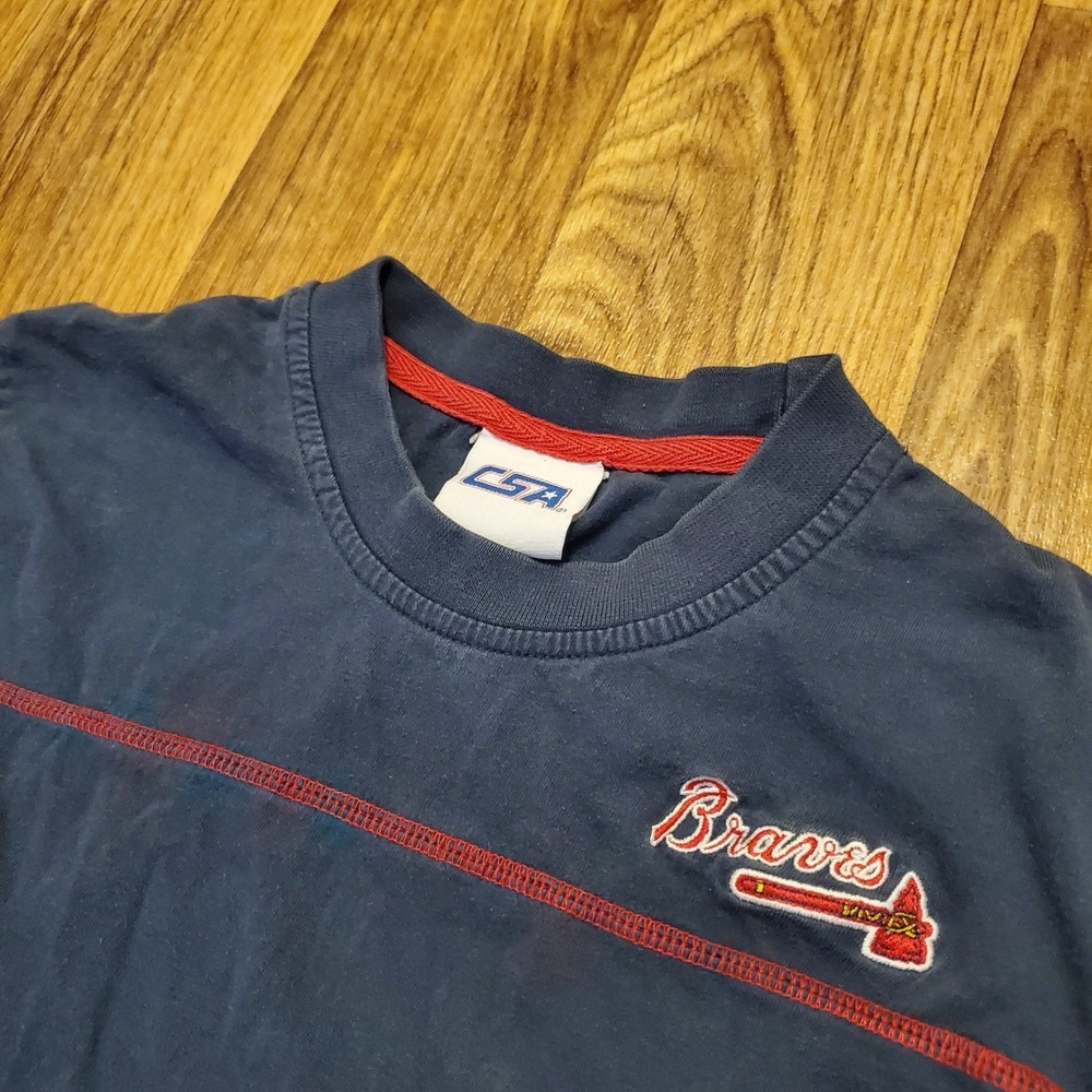 Vintage‎ 90s Atlanta Braves Shirt Kids Medium Blue Baseball MLB CSA